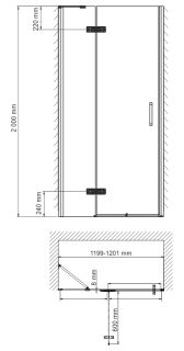 Душевая дверь Wasserkraft Aller Black 10H05LBLACK MATT 120x200 левая